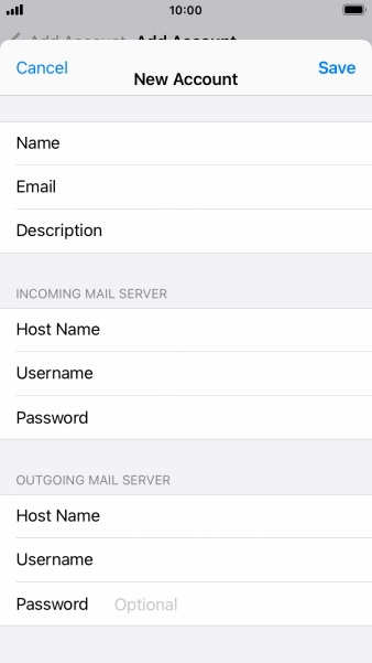 Press Password and key in the password for your email account.