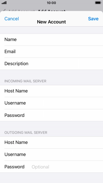 Press Password and key in the password for your email account.