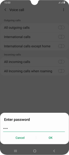 Key in your barring password and press OK.