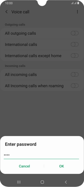 Key in your barring password and press OK.