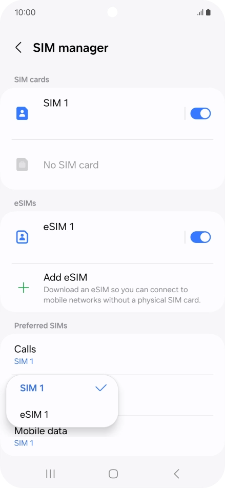 Press the required SIM.