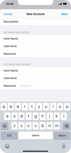 Press Password and key in the password for your email account.