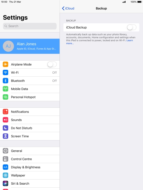 Press the indicator next to 