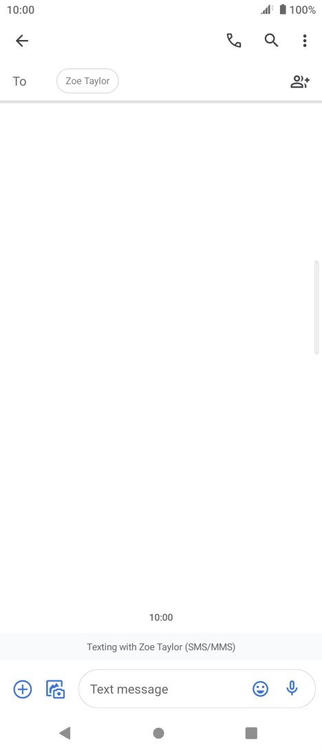 Press the text input field and write the text for your SMS.