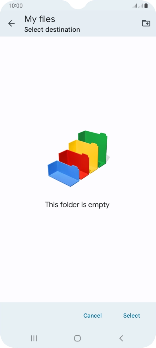 To create a new folder, press the new folder icon and follow the instructions on the screen to create a new folder.