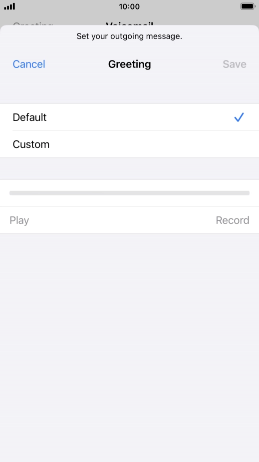 Press Default to select the default greeting.