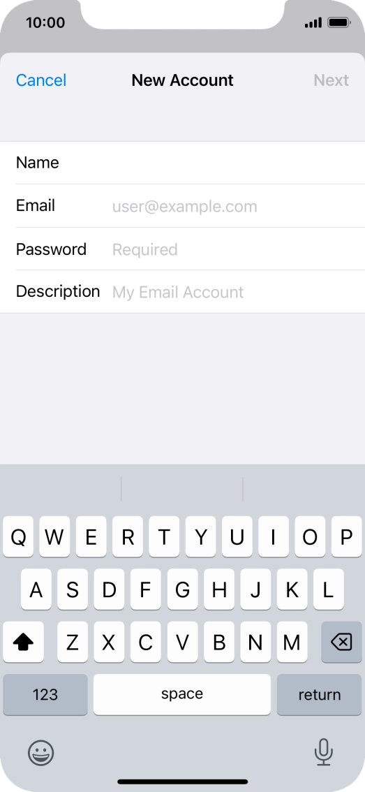 Press Email and key in your email address.