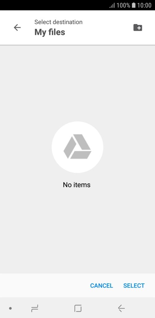 To create a new folder, press the new folder icon and follow the instructions on the screen to create a new folder.