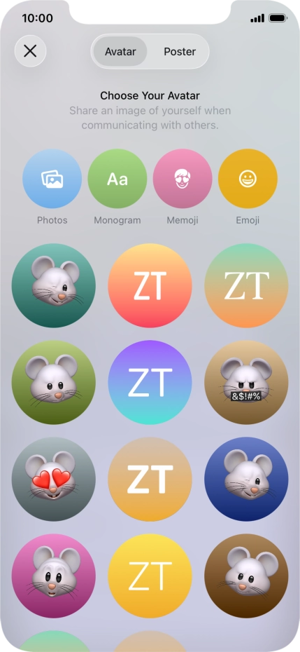 Press the required category and follow the instructions on the screen to select and save the required picture to your Contact Poster.