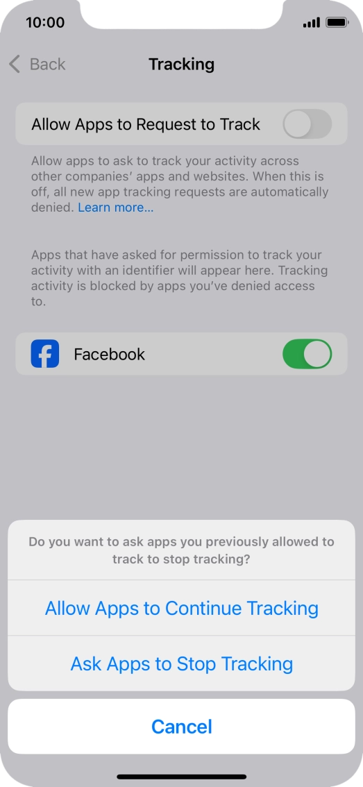 If you turn off the function, press the required setting.