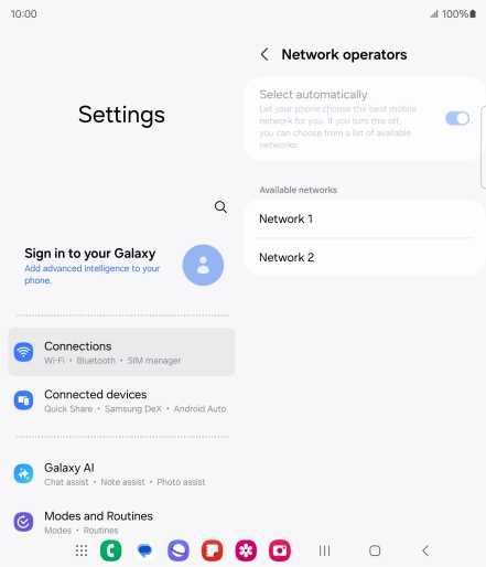 Press the required network.