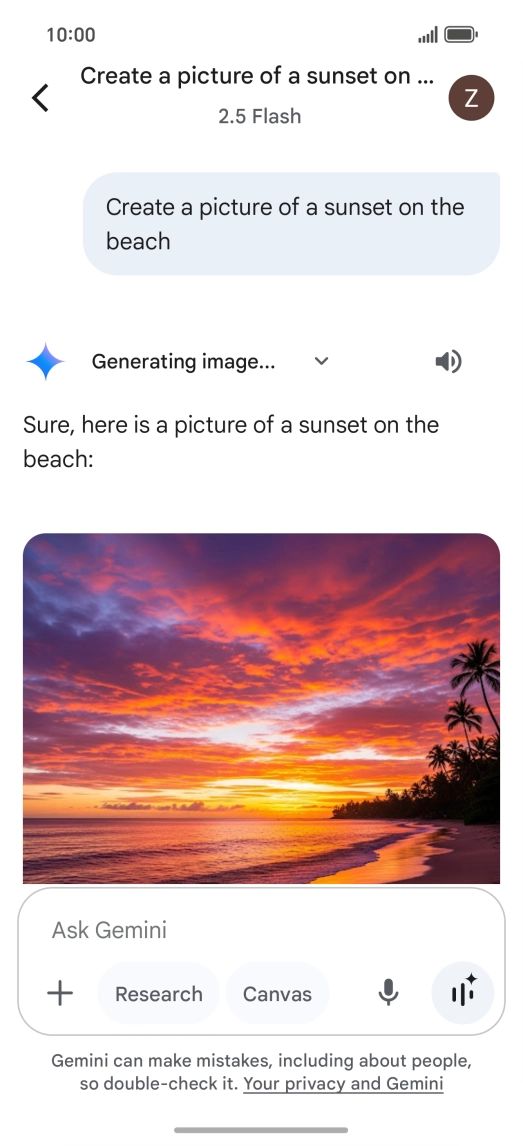 You can also ask Gemini to generate a picture based on your description.