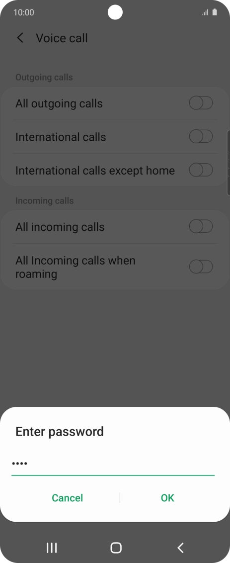 Key in your barring password and press OK.
