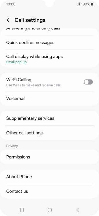 Press Supplementary services.