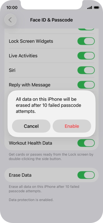 If you turn on the function, press Enable.