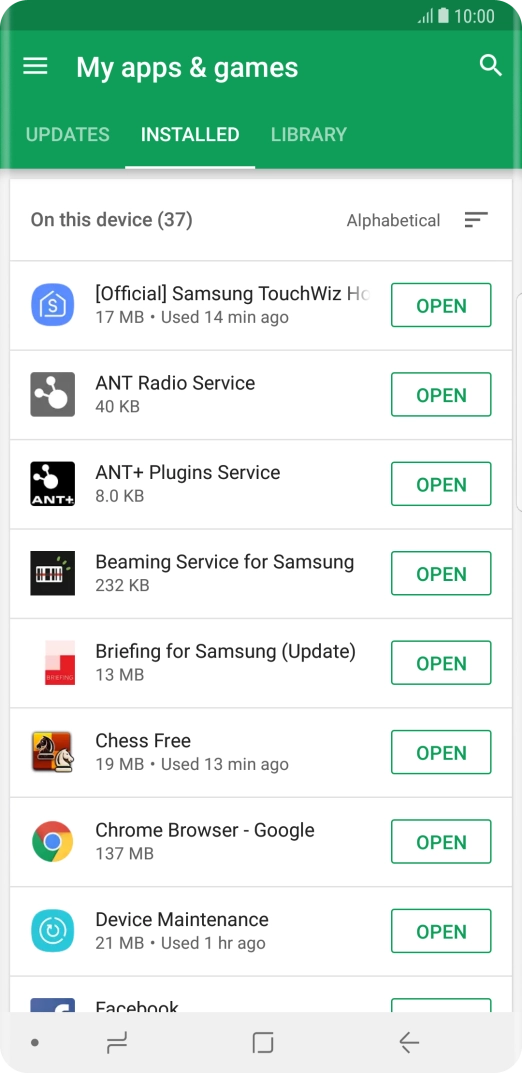 Press the required app.