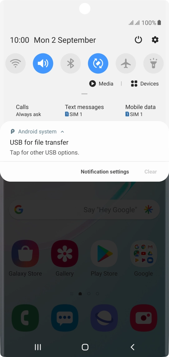 Press Tap for other USB options..