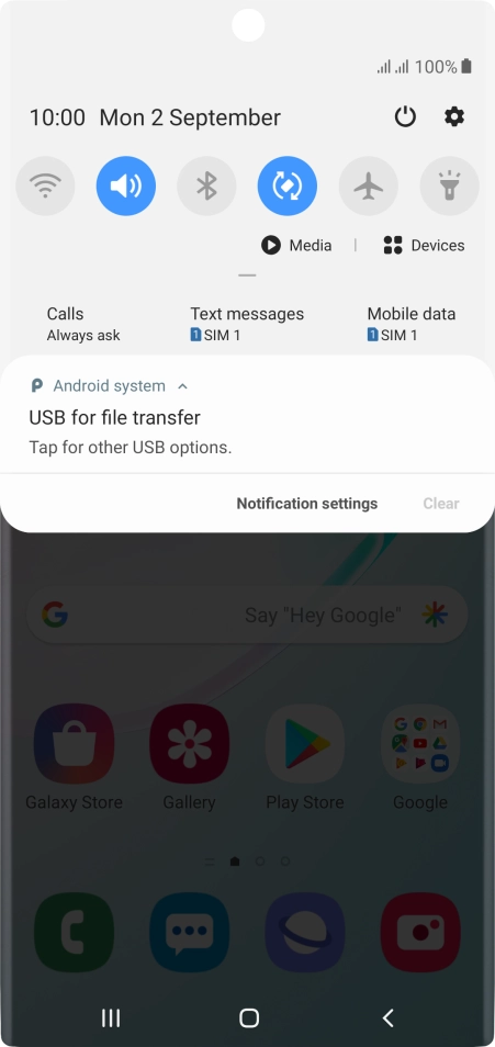 Press Tap for other USB options..