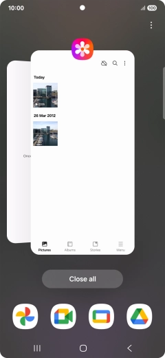 To end one running application, slide your finger upwards on the required application.