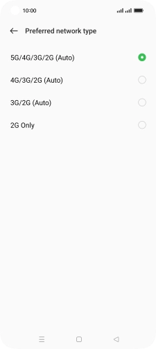 Press the required network mode.