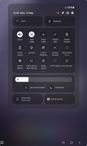 Press the flight mode icon to turn the function on or off.