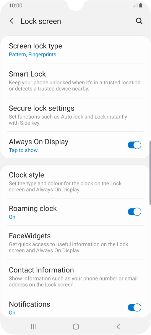 Press Screen lock type and key in the current phone lock code.