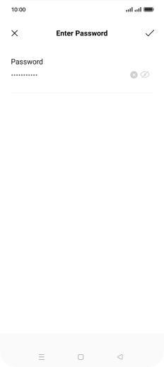 Key in the password for the Wi-Fi network and press the confirm icon.