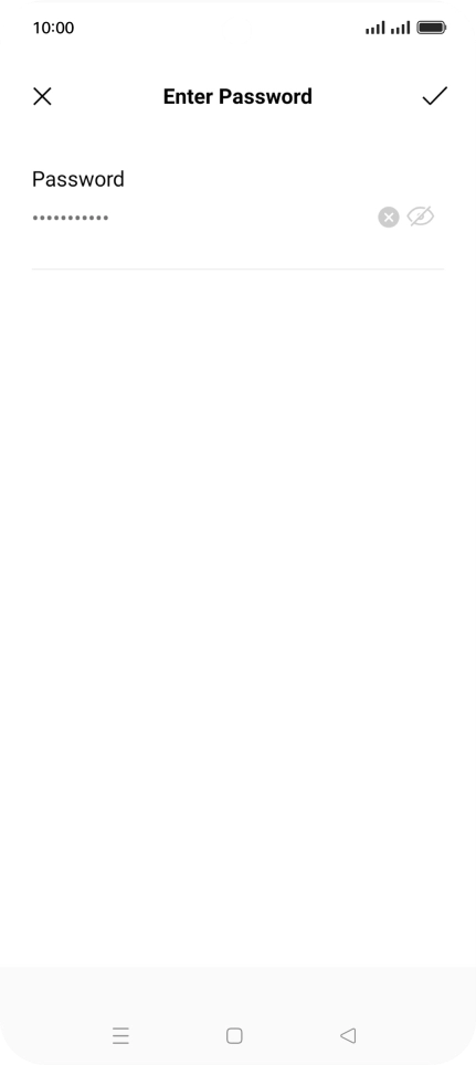 Key in the password for the Wi-Fi network and press the confirm icon.