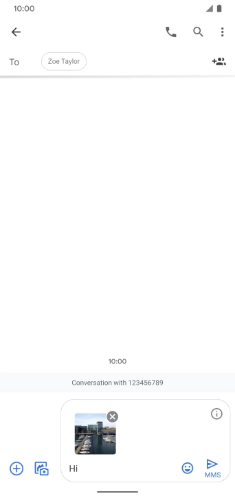 Press the send icon when you've finished your MMS.