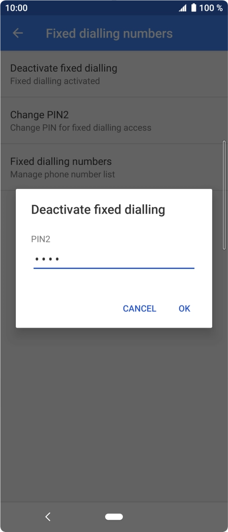 Key in your PIN2 and press OK. The default PIN2 is 0000.