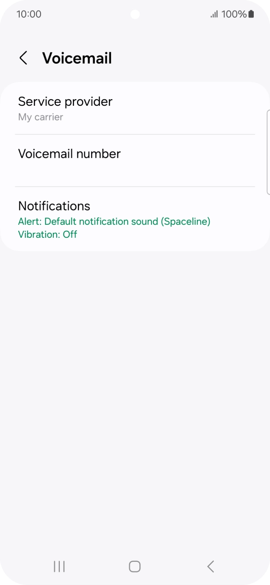Press Voicemail number.