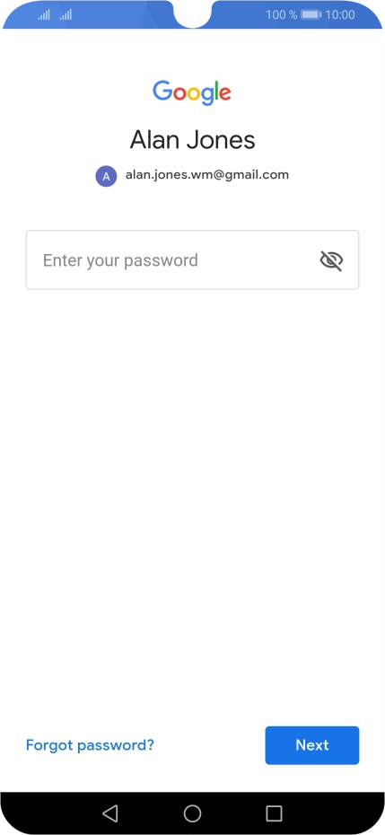Press Enter your password and key in the password for your Google account.