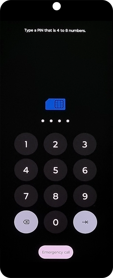 If your SIM is locked, key in your PIN and press arrow right. The default PIN is 1111.