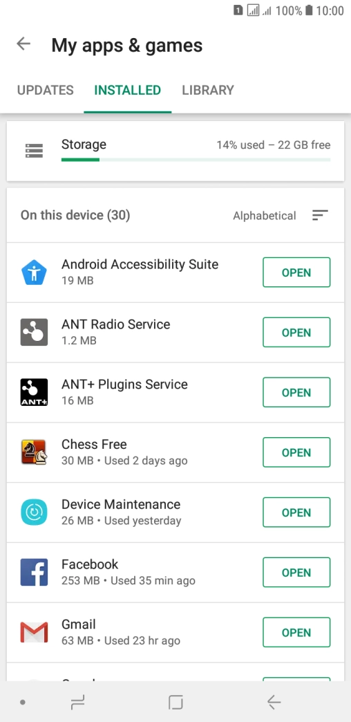 Press the required app.