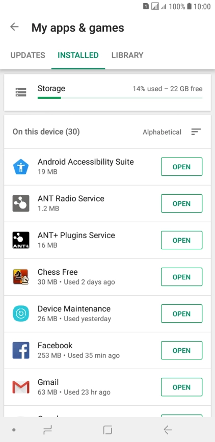 Press the required app.