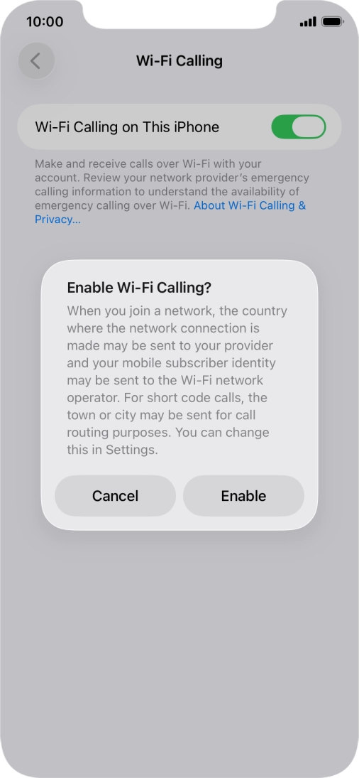 If you turn on the function, press Enable.