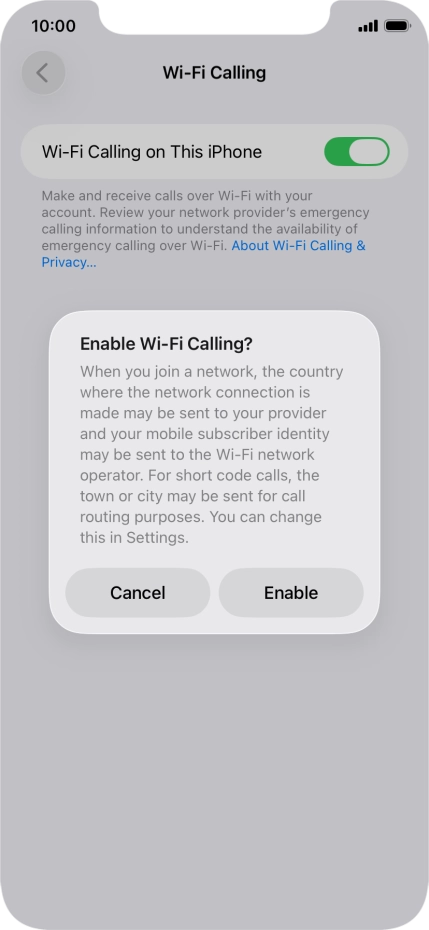 If you turn on the function, press Enable.