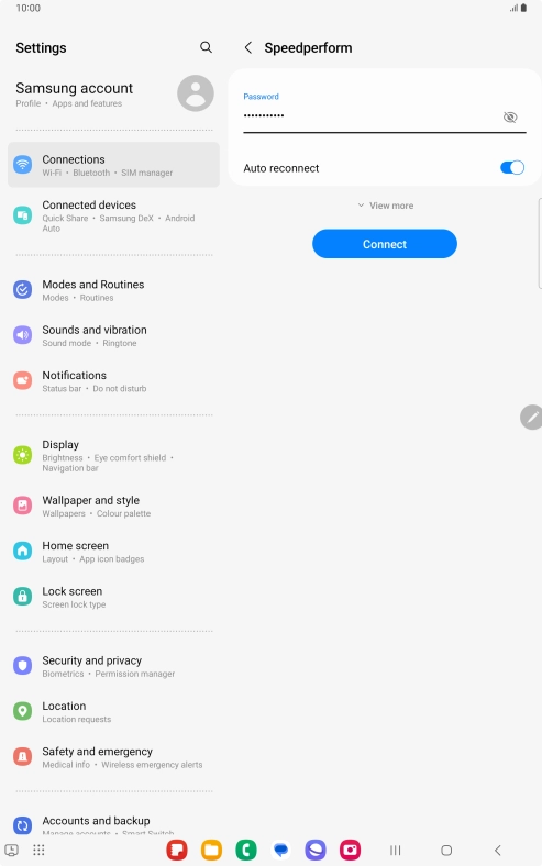 Key in the password for the Wi-Fi network and press Connect.