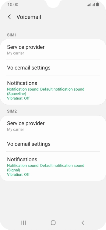 Press Voicemail settings.