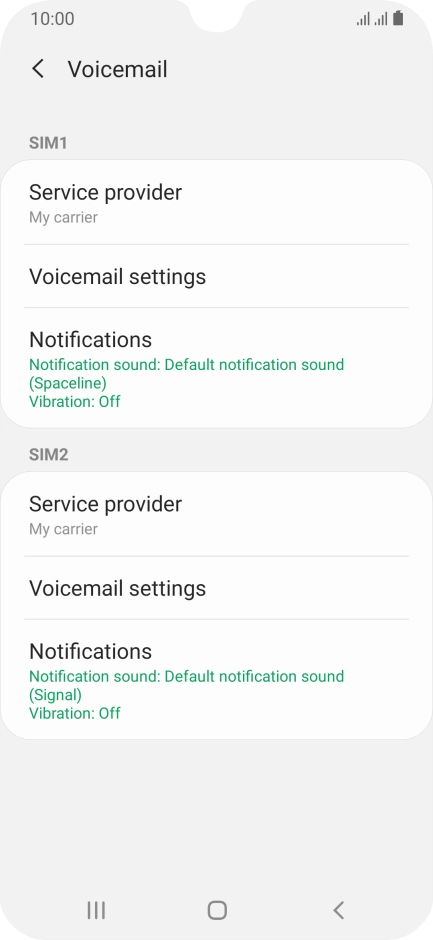 Press Voicemail settings.