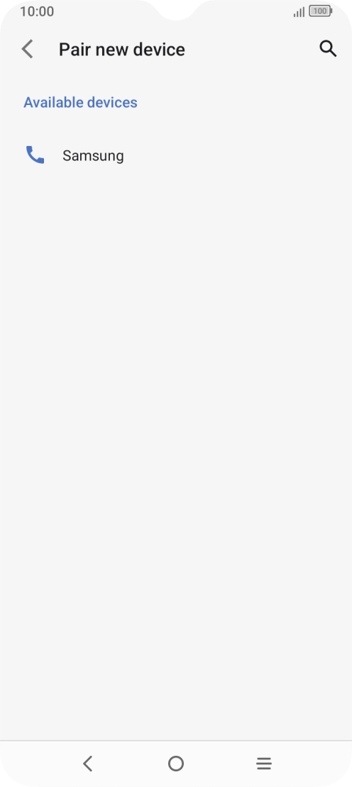 Press the required Bluetooth device and follow the instructions on the screen to pair the device with your phone.