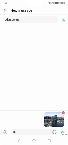 Press the send icon when you've finished your MMS.