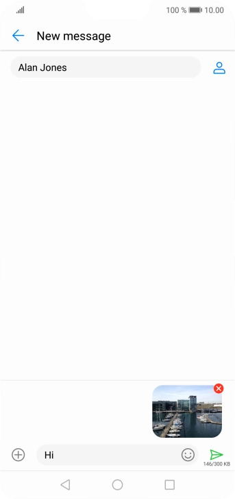 Press the send icon when you've finished your MMS.