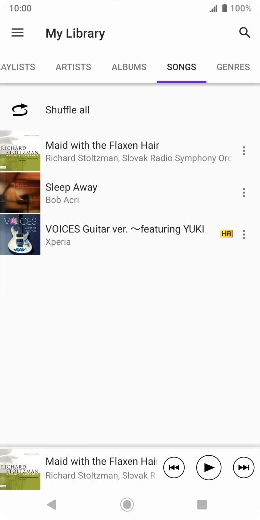 Press the required audio file.