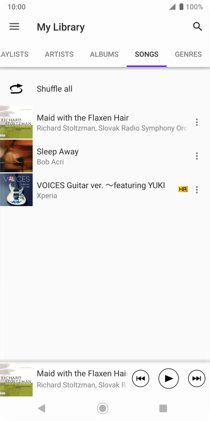 Press the required audio file.