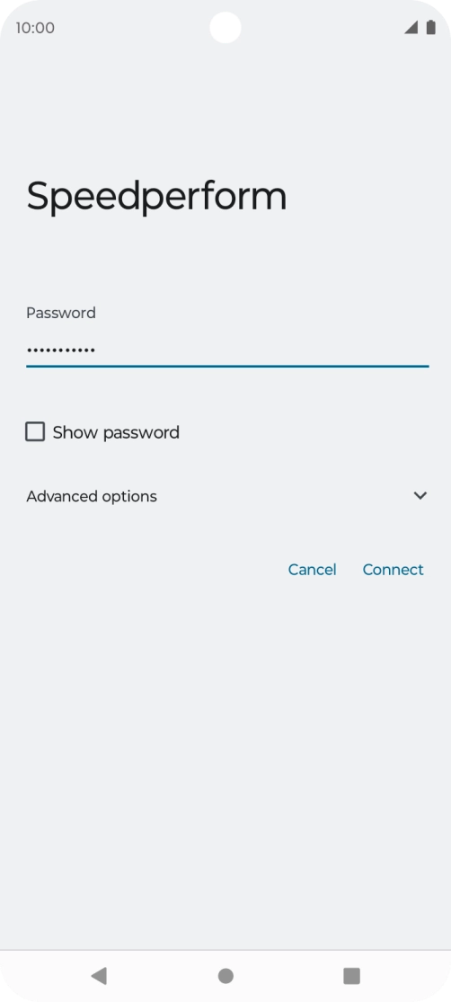 Key in the password for the Wi-Fi network and press Connect.