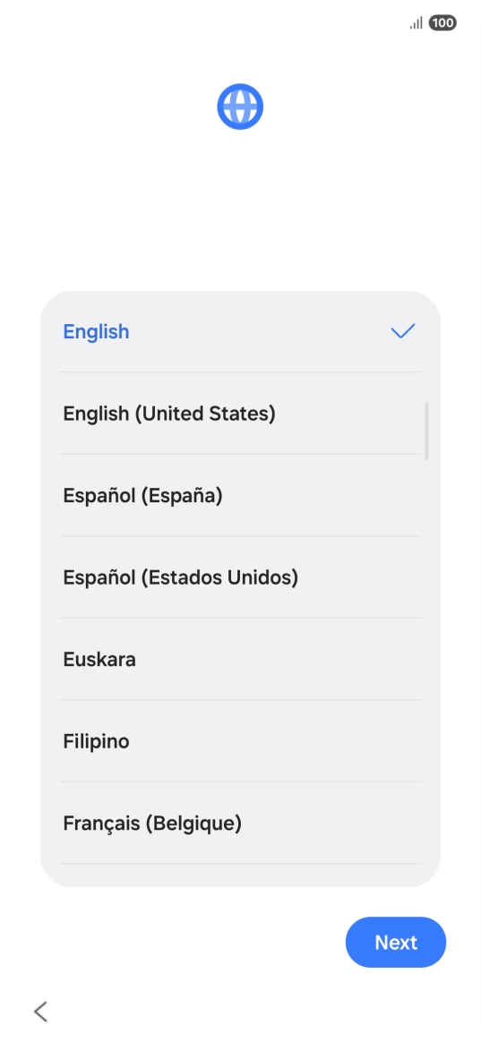 Press the required language.