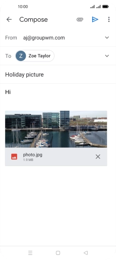Press the send icon when you've finished your email.