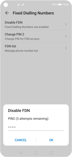 Key in your PIN2 and press OK. The default PIN2 is 0000.