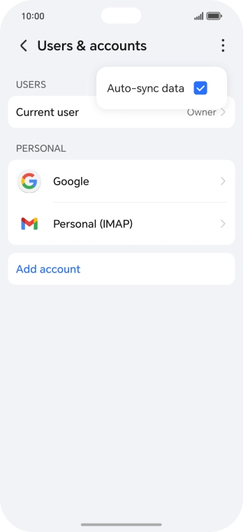 Press Auto-sync data to turn the function on or off.